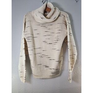 Vintage John Meyer Women's Med Brown Ivory‎ Cowl Neck Sweater Wool Grandma